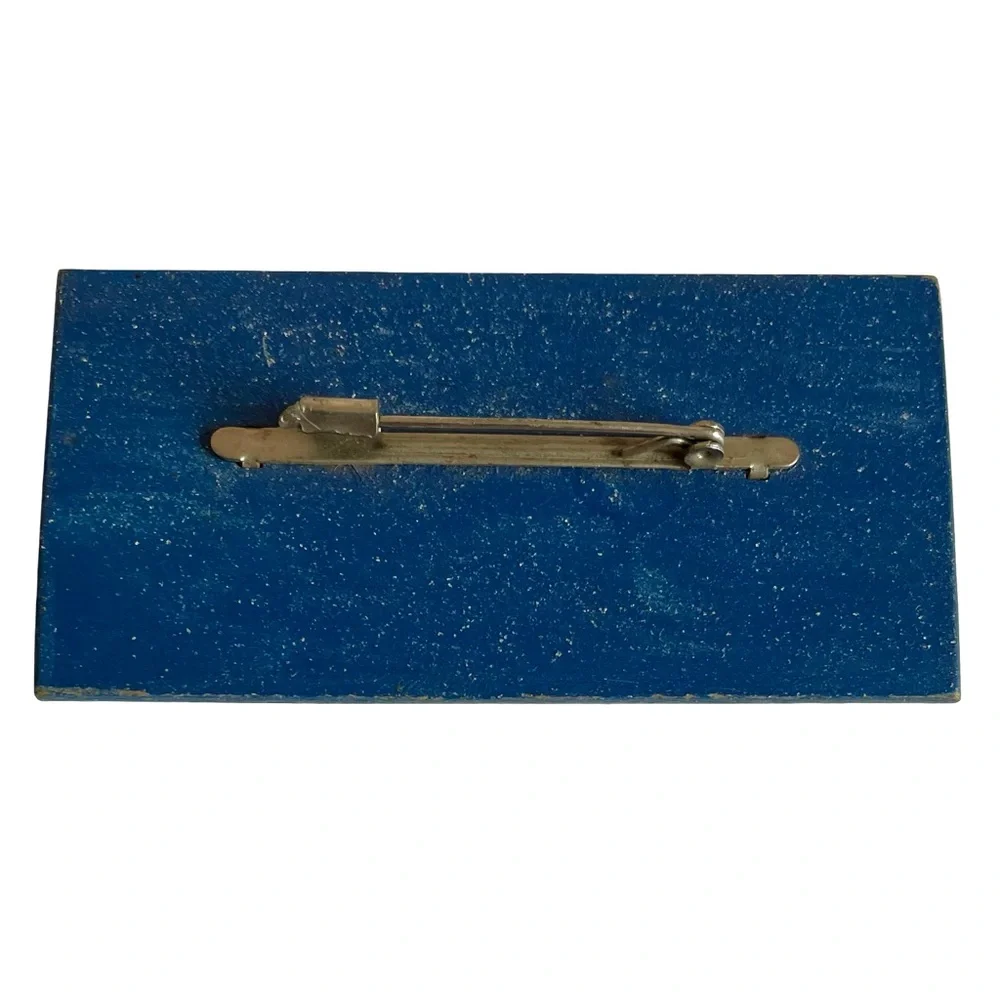 Vintage 1960s Floral Hand Painted Wood French Tourist Brooch - Picture 3 of 3